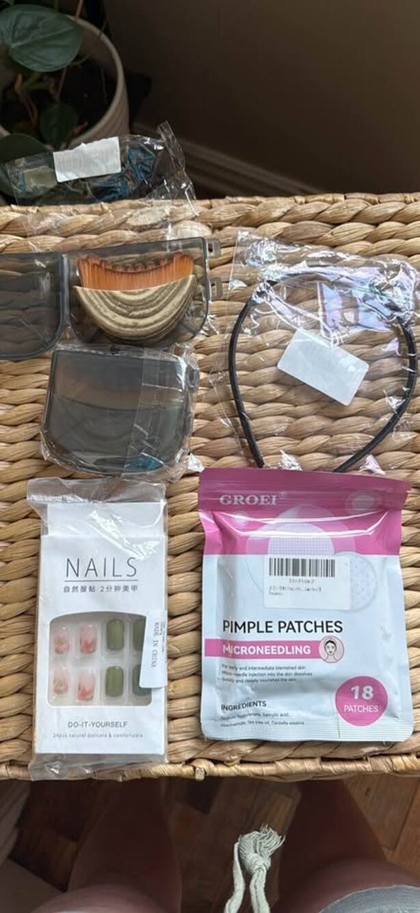 Beauty Bundle: Press-On Nails, Pimple Patches, Makeup Brushes, Headband